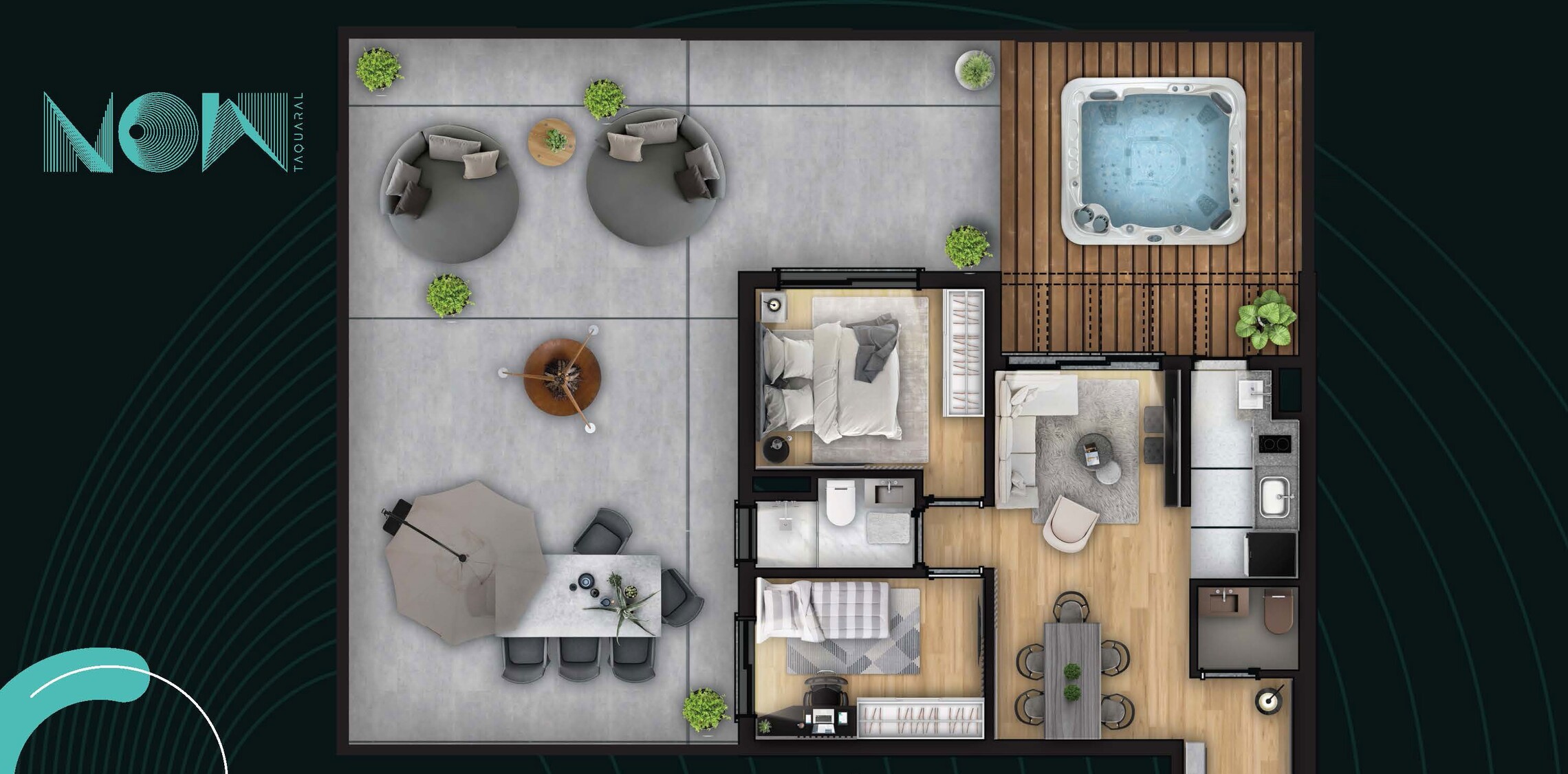 Planta 02 - 2 dorm 144m²