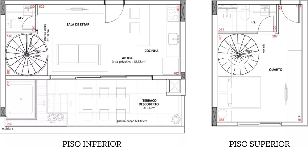 Planta 06 - 1 dorm 64m² - duplex