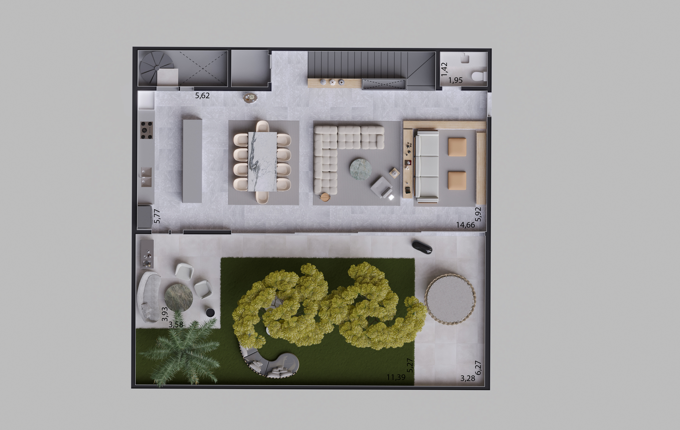 Planta 03 - 4 dorm 602,51m² - pavimento inferior