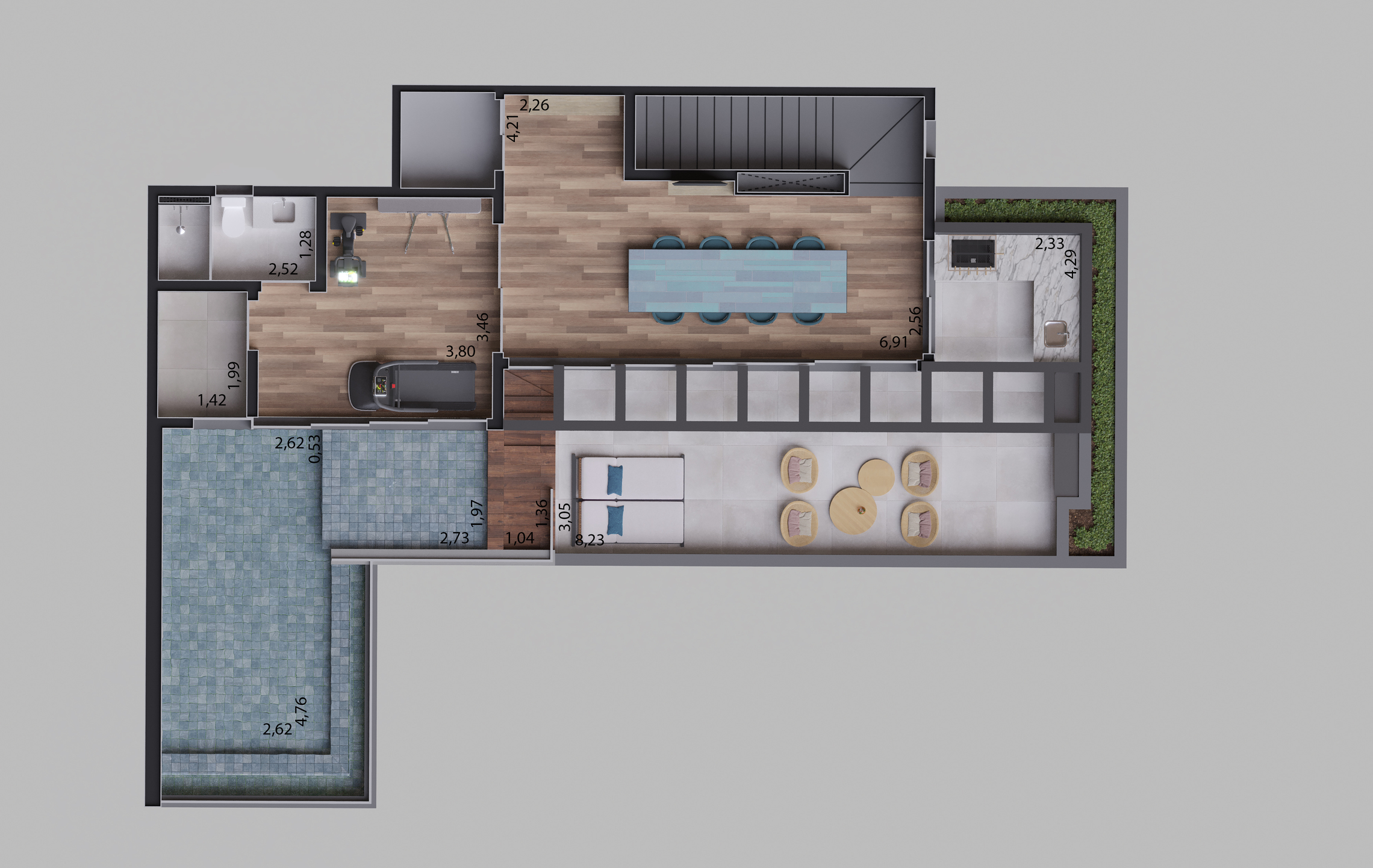 Planta 05 - 4 dorm 602,51m² - pavimento superior