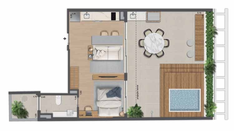 Planta 12 - 1 dorm 80,58m² - cobertura horizontal
