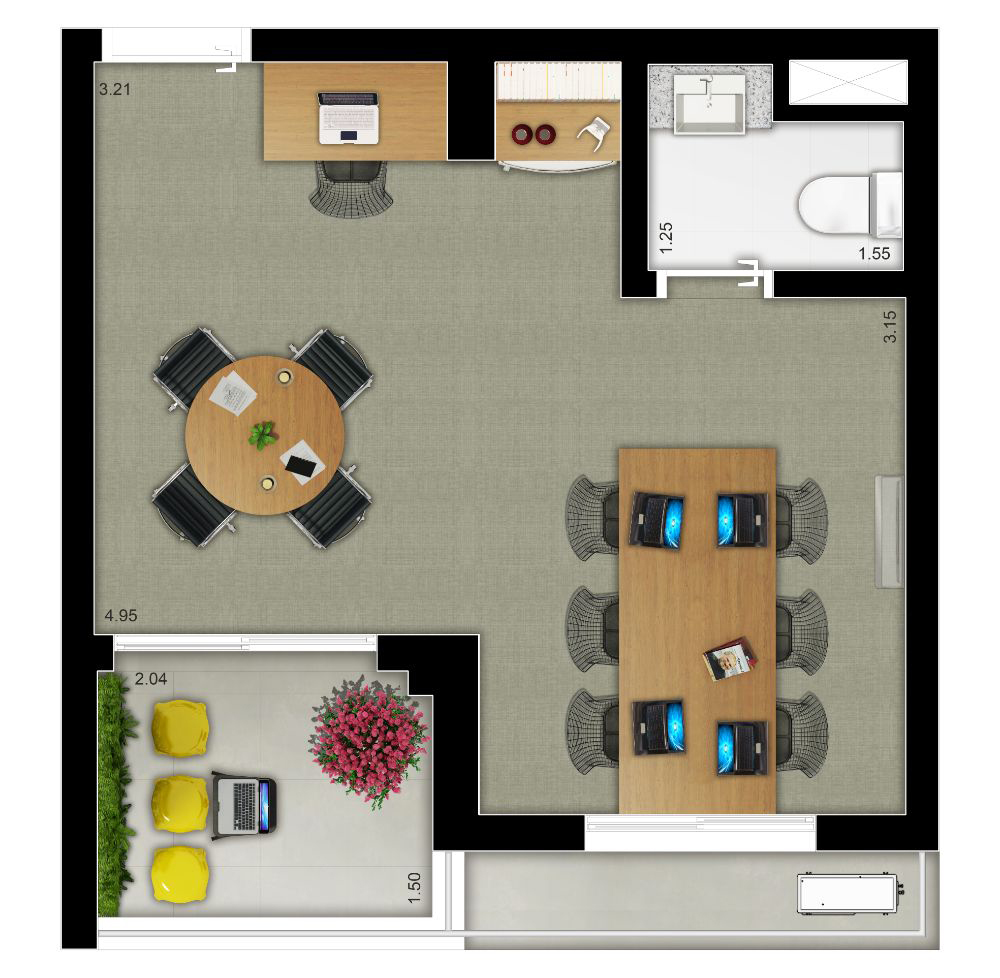 Planta 01 - 30m² - sala comercial