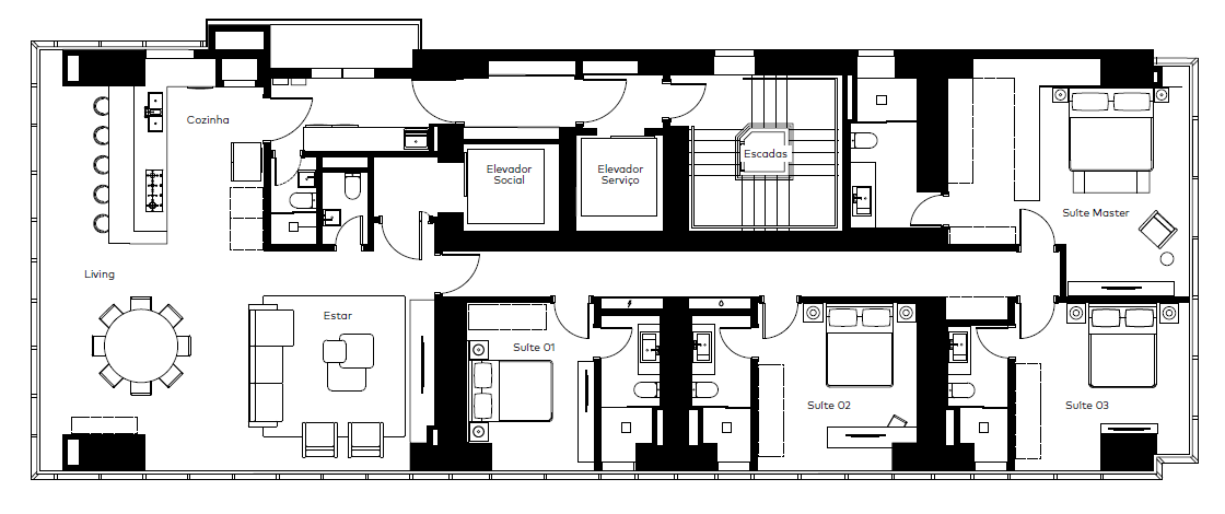 Planta 01 - 4 dorm 232m²