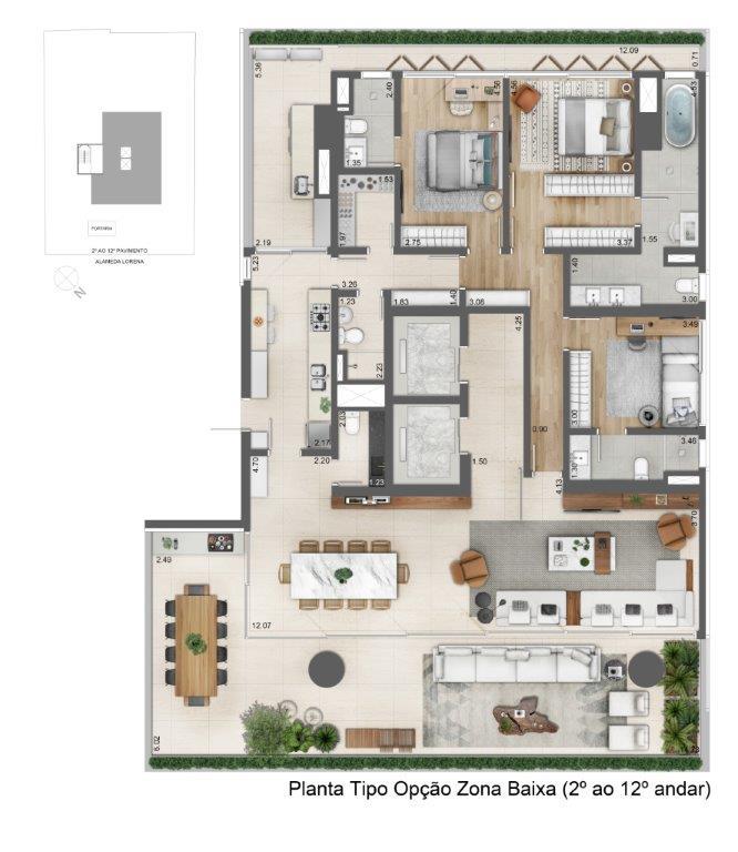 Planta 04 - 3 dorm 263 55m²