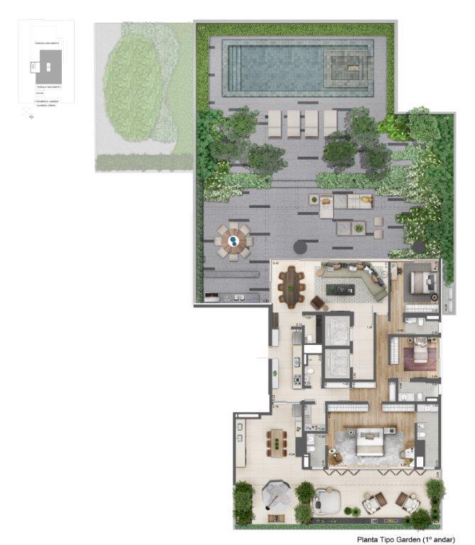 Planta 08 - 3 dorm 585 45m² - garden