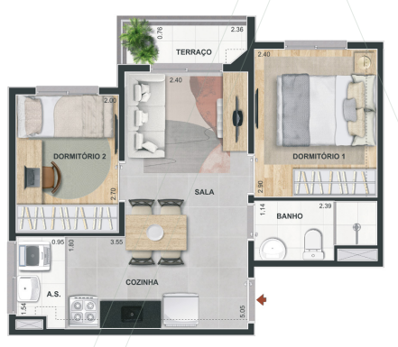 Planta 06 - 2 dorm 37,86m²