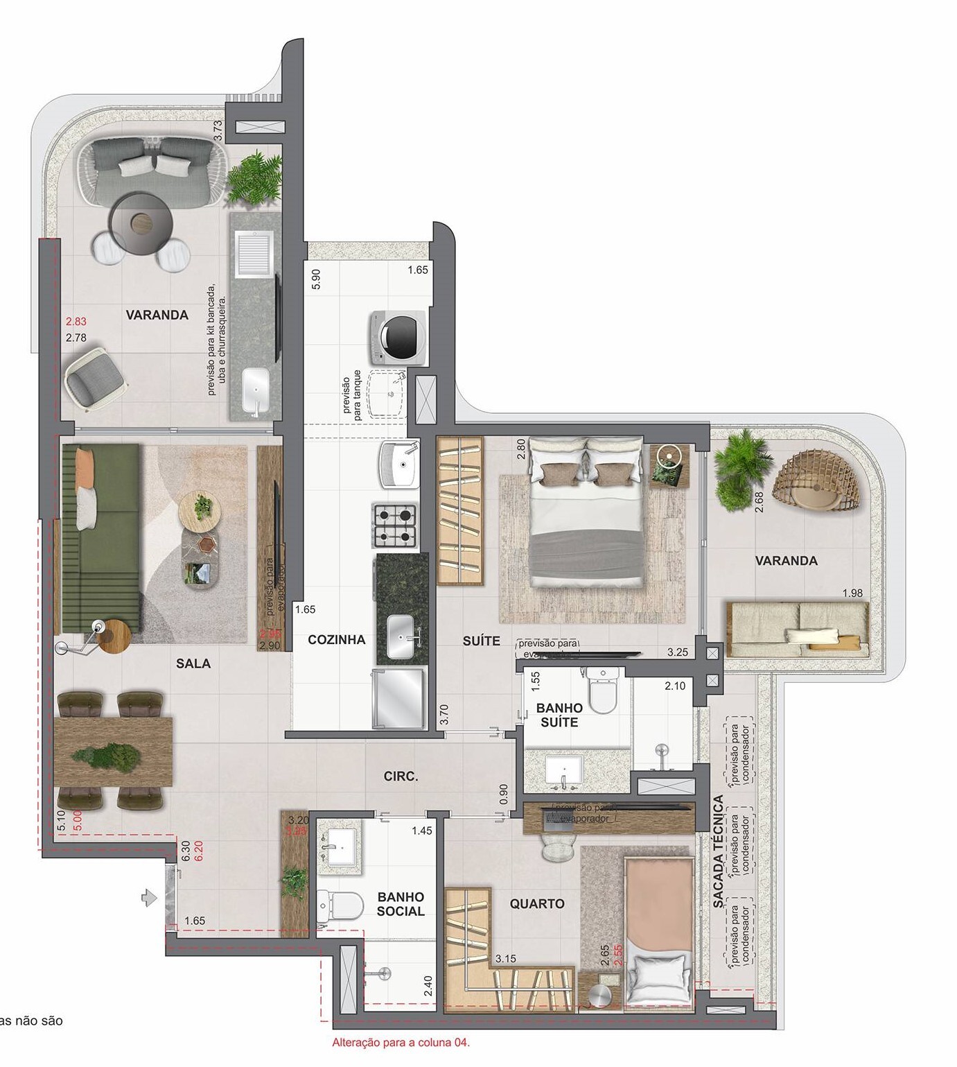 Planta 02 - 2 dorm 85,47m²