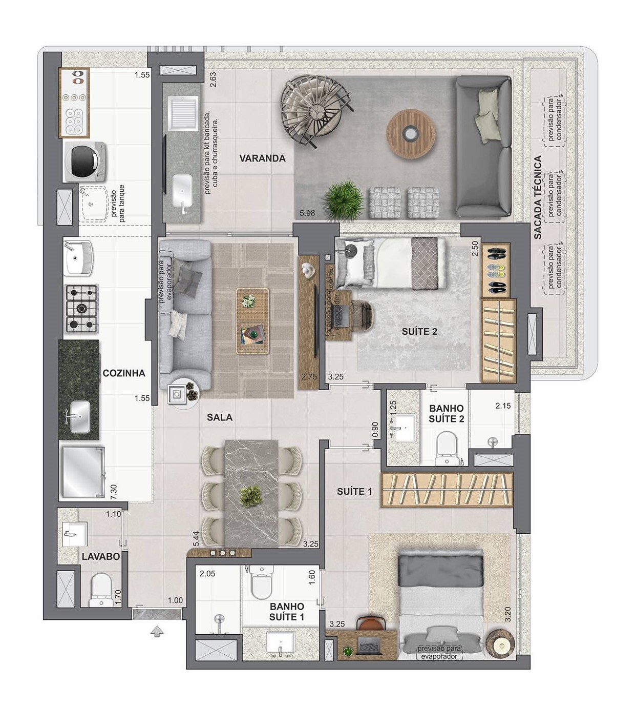 Planta 04 - 2 dorm 87,86m²