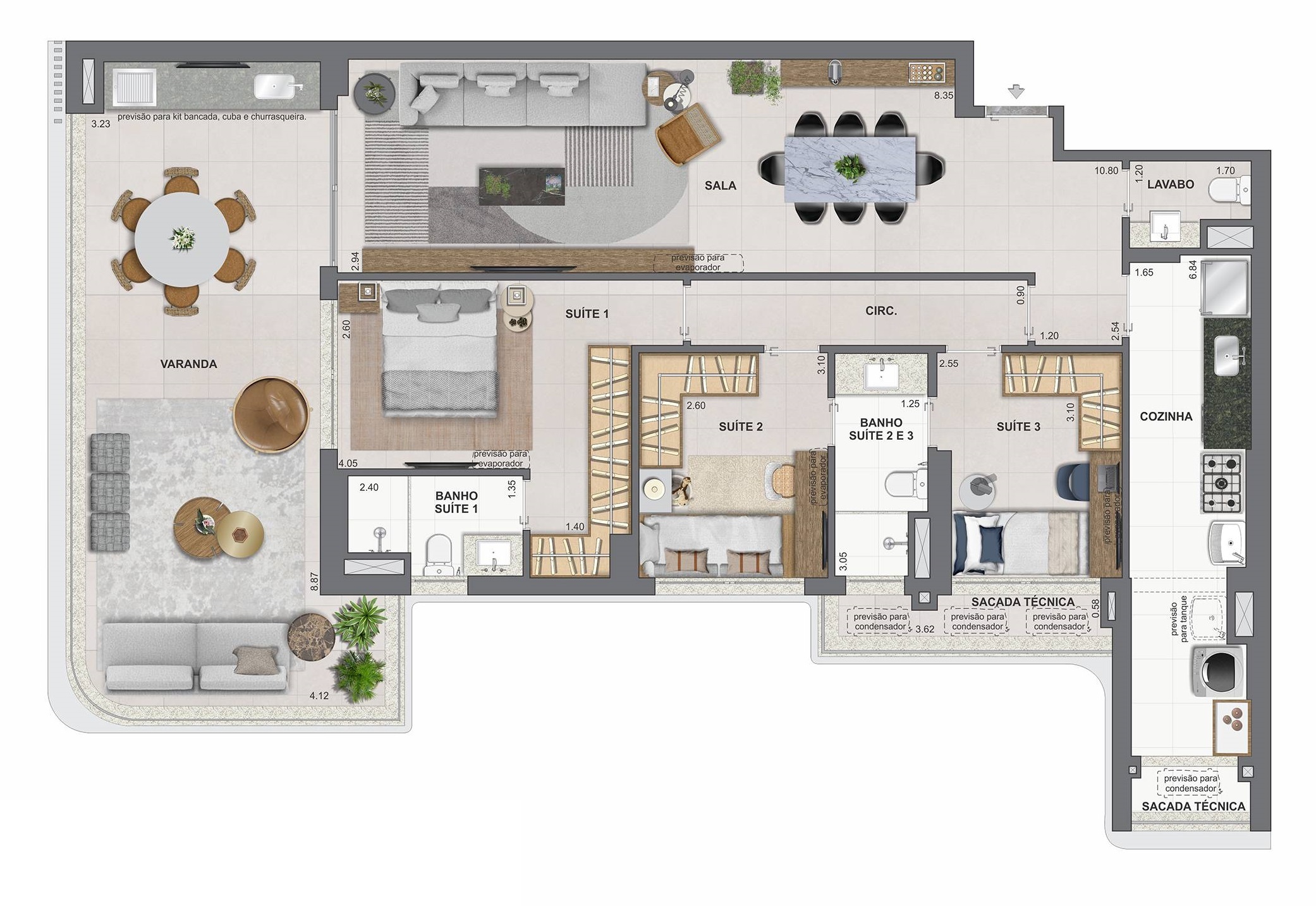 Planta 07 - 3 dorm 136,58m²