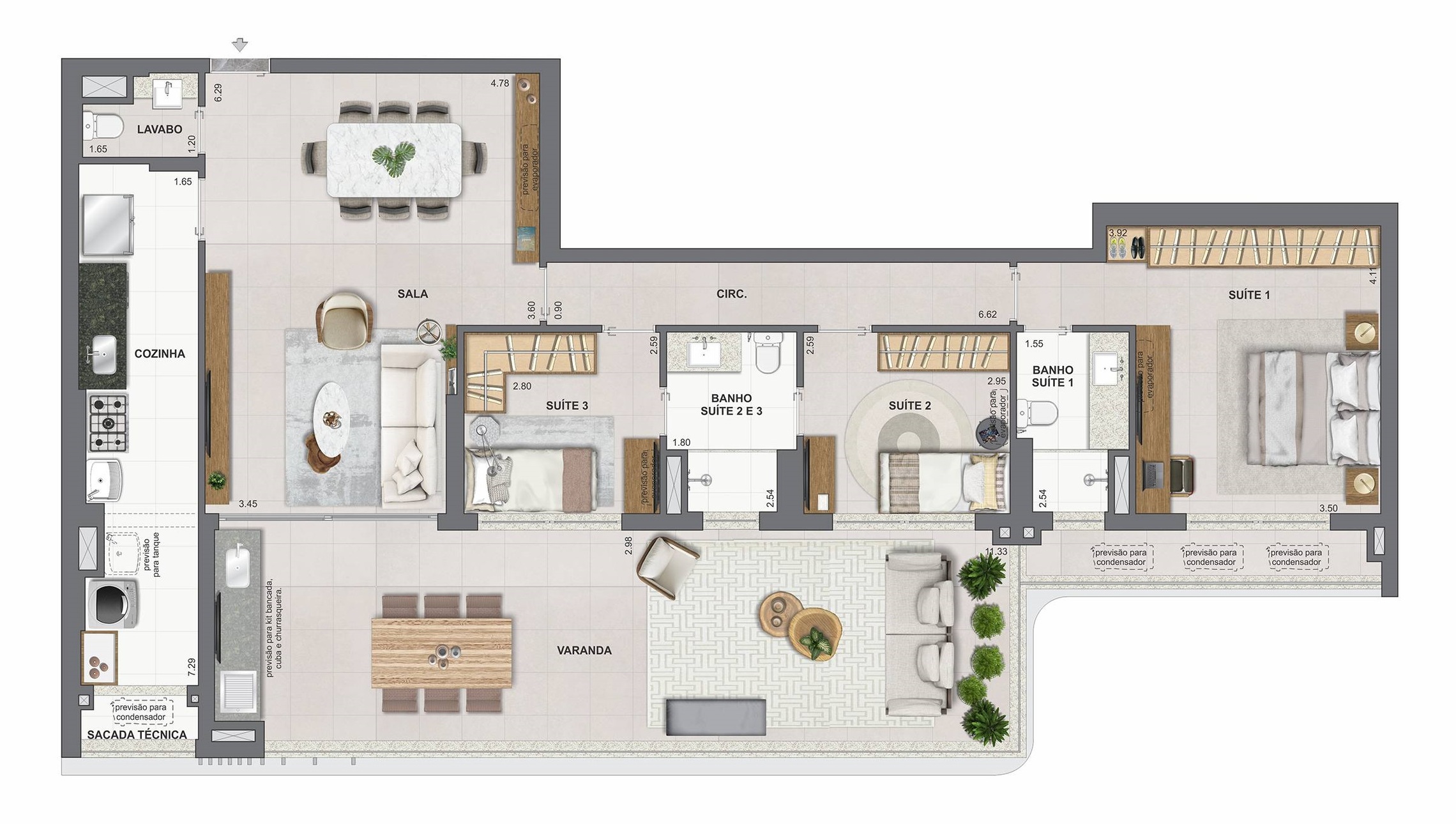 Planta 08 - 3 dorm 145,82m²