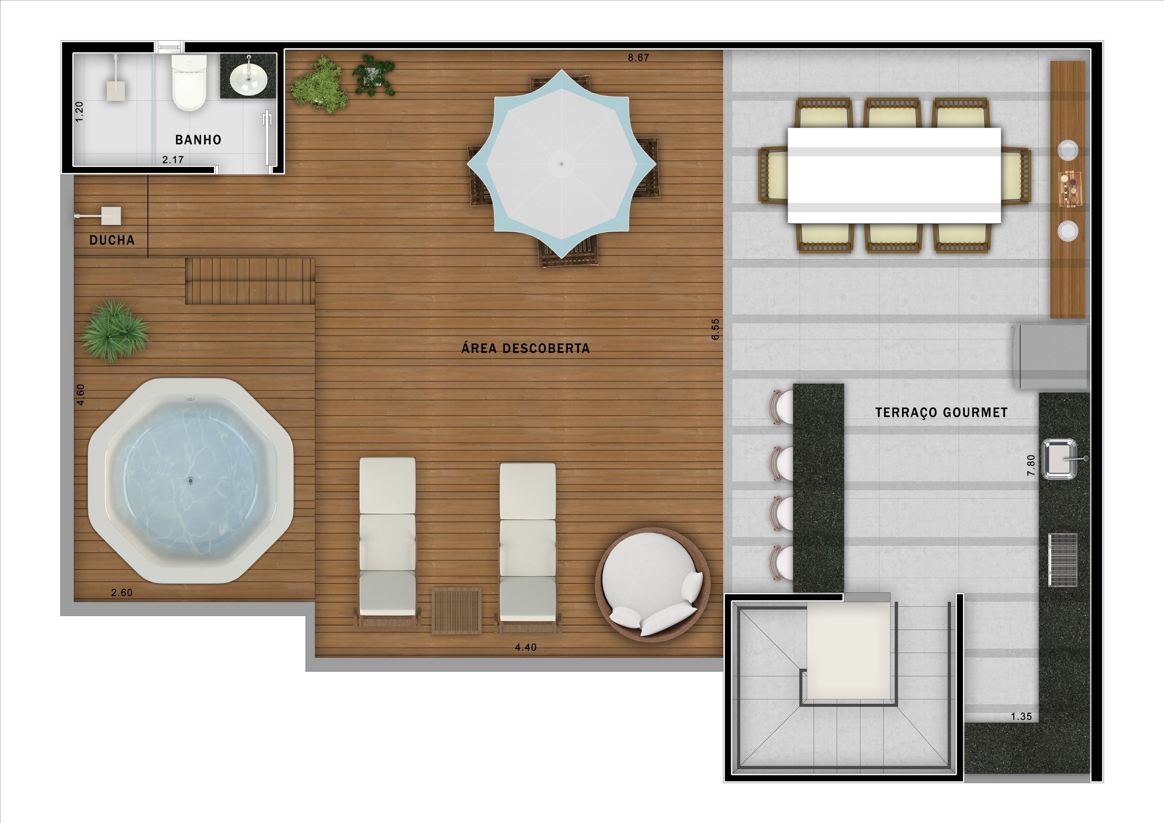 Planta 09 - 3 dorm 137,07m² - cobertura duplex - superior