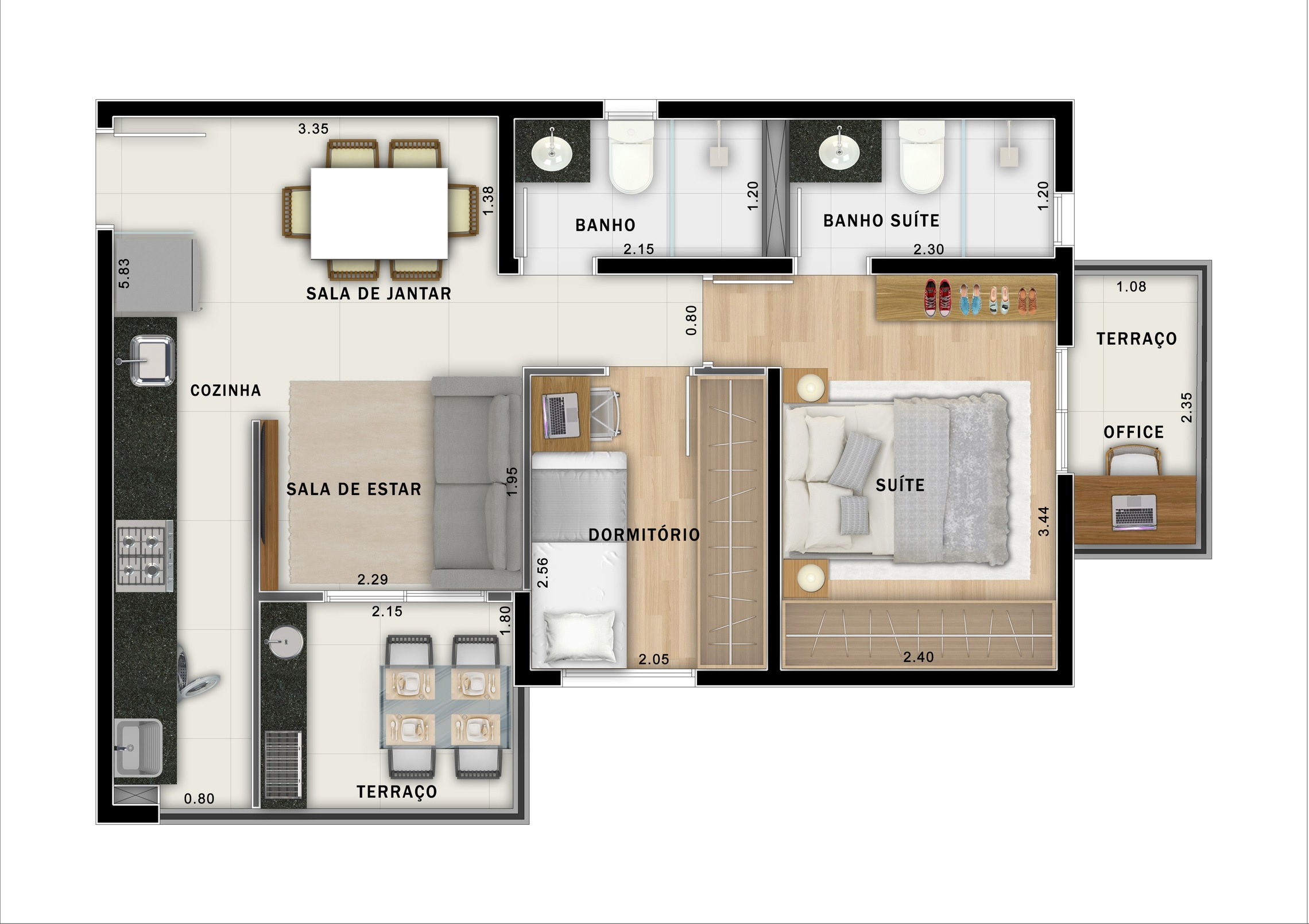 Planta 04 - 2 dorm 49,63m²