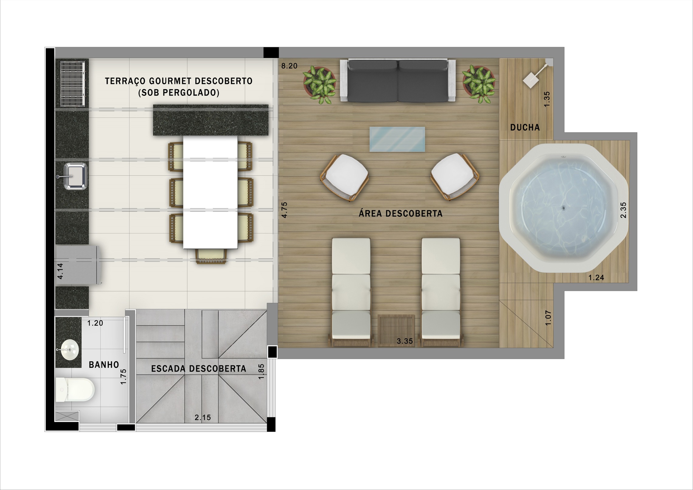 Planta 09 - 2 dorm 93,35m² - cobertura duplex - superior