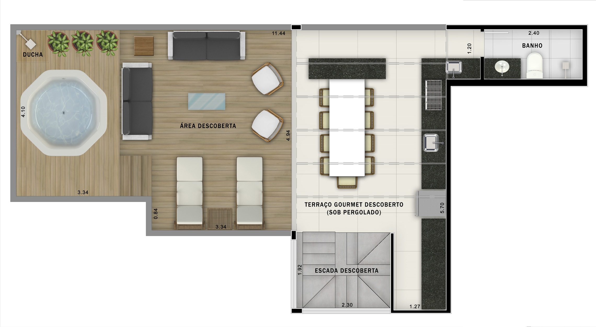 Planta 11 - 2 dorm 101,06m² - cobertura duplex - superior