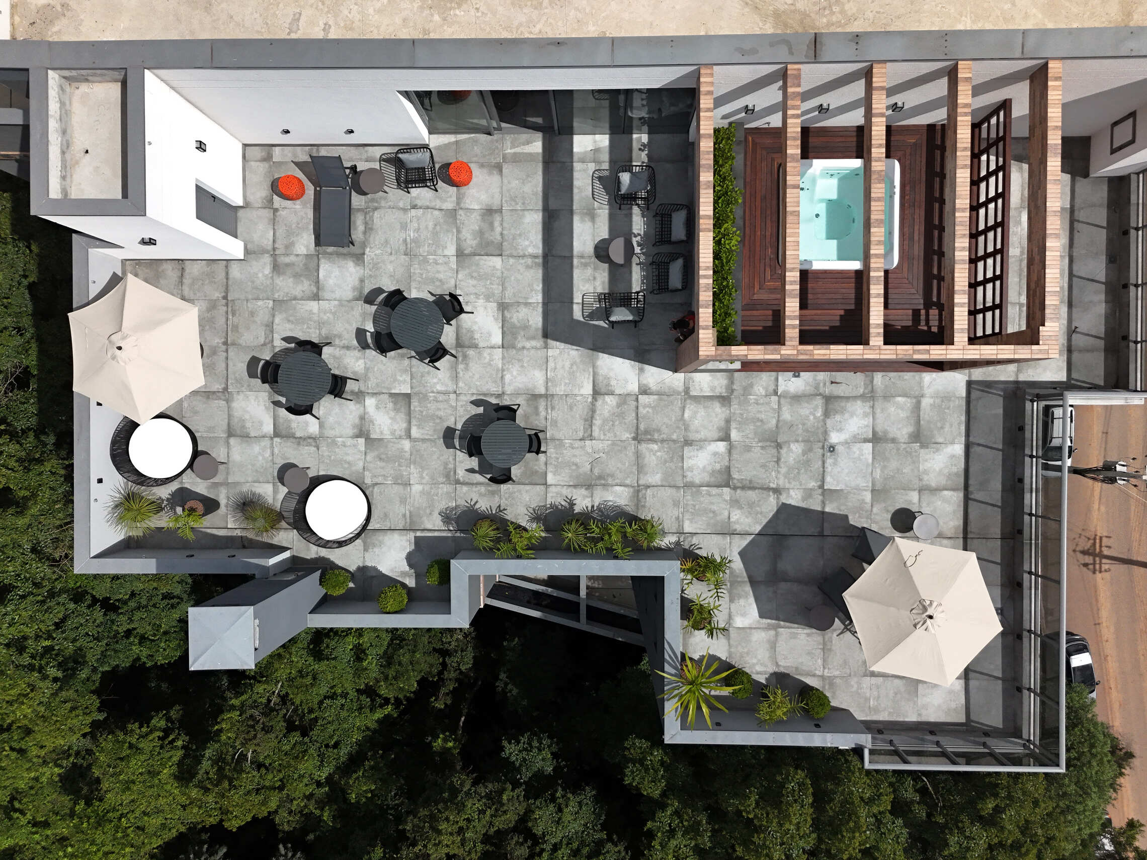 área comum externa com jacuzzi