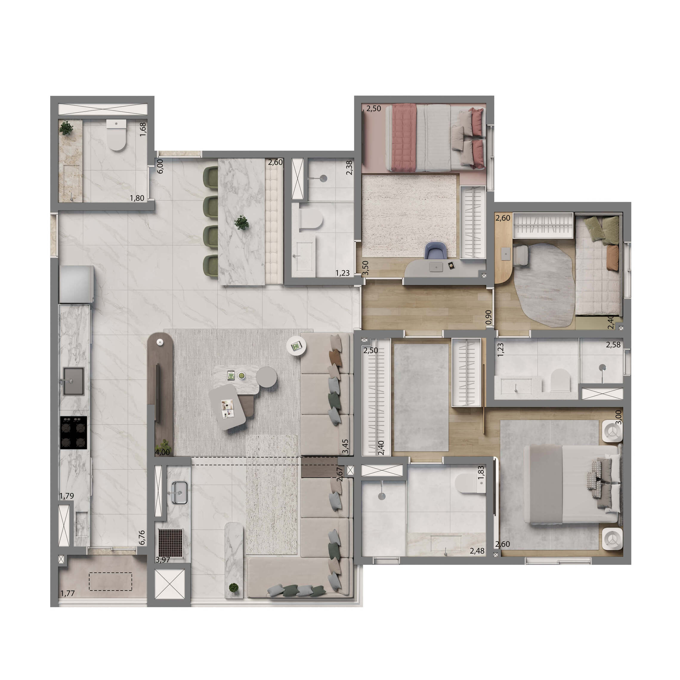 Planta 07 - 3 dorm 102m²