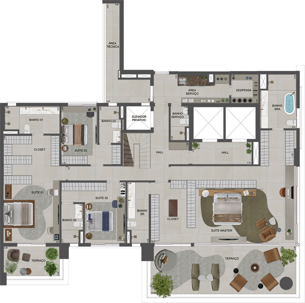 Planta 07 - 4 dorm 571m² - cobertura duplex - inferior