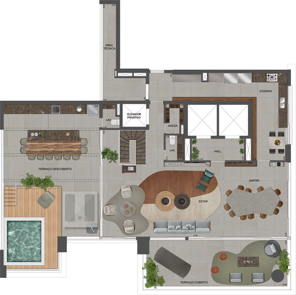 Planta 08 - 4 dorm 571m² - cobertura duplex - superior