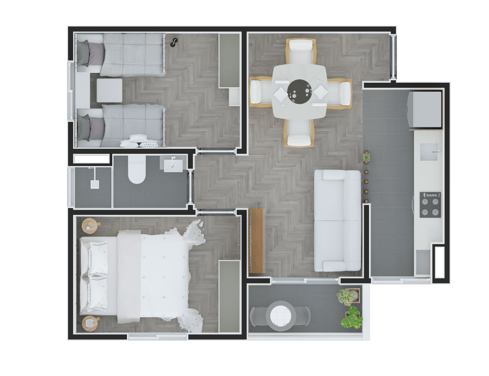 Planta 01 - 2 dorm 46m²