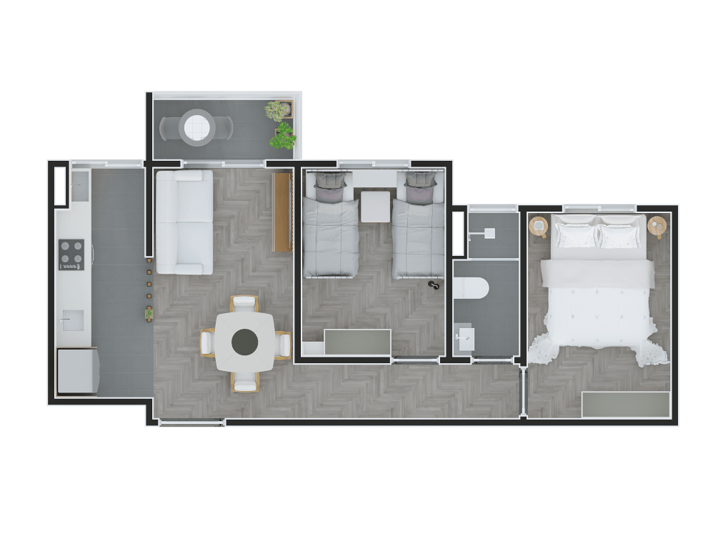 Planta 02 - 2 dorm 47m²