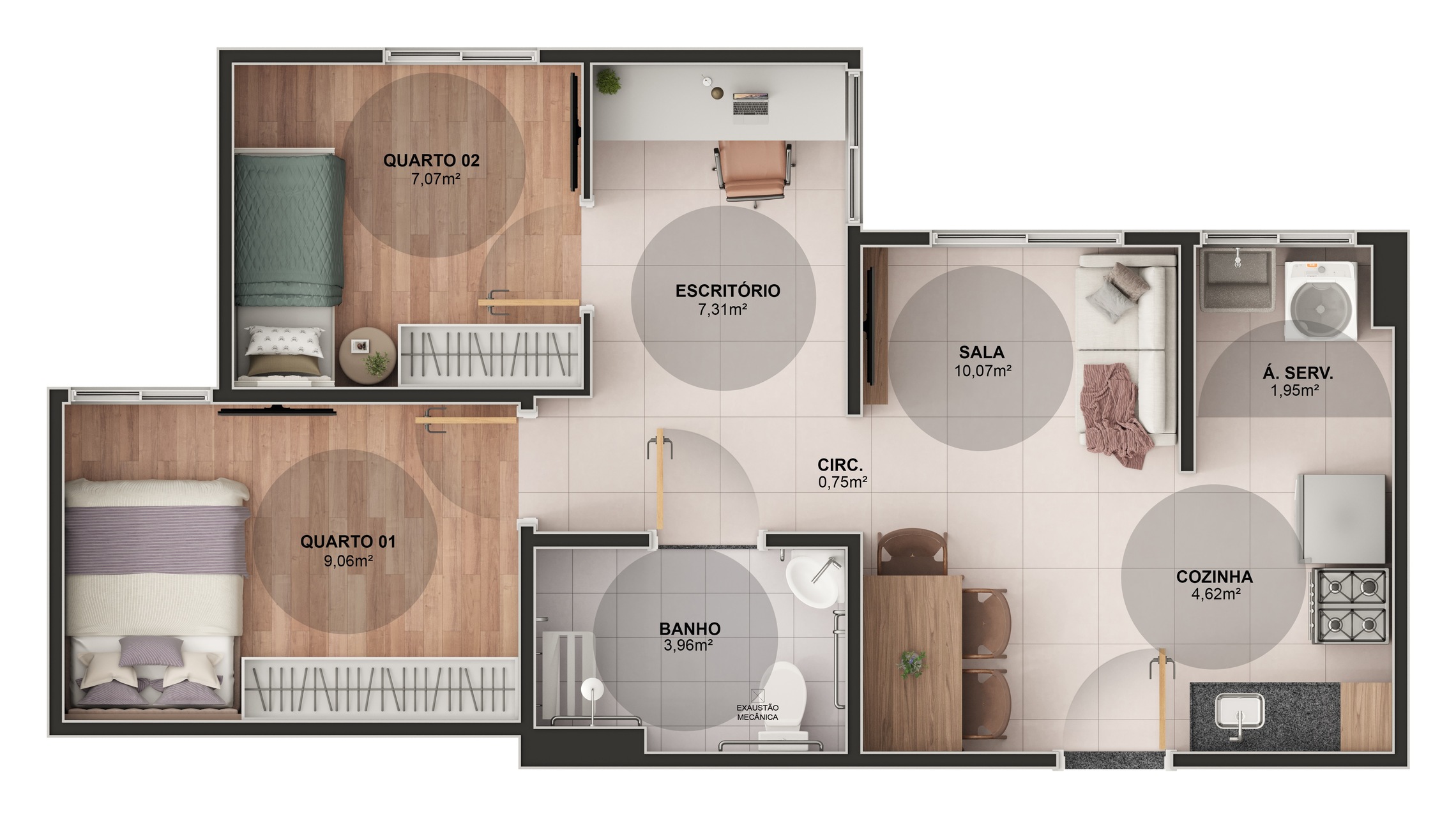 Planta 04 - 2 dorm 42,45m² - opção
