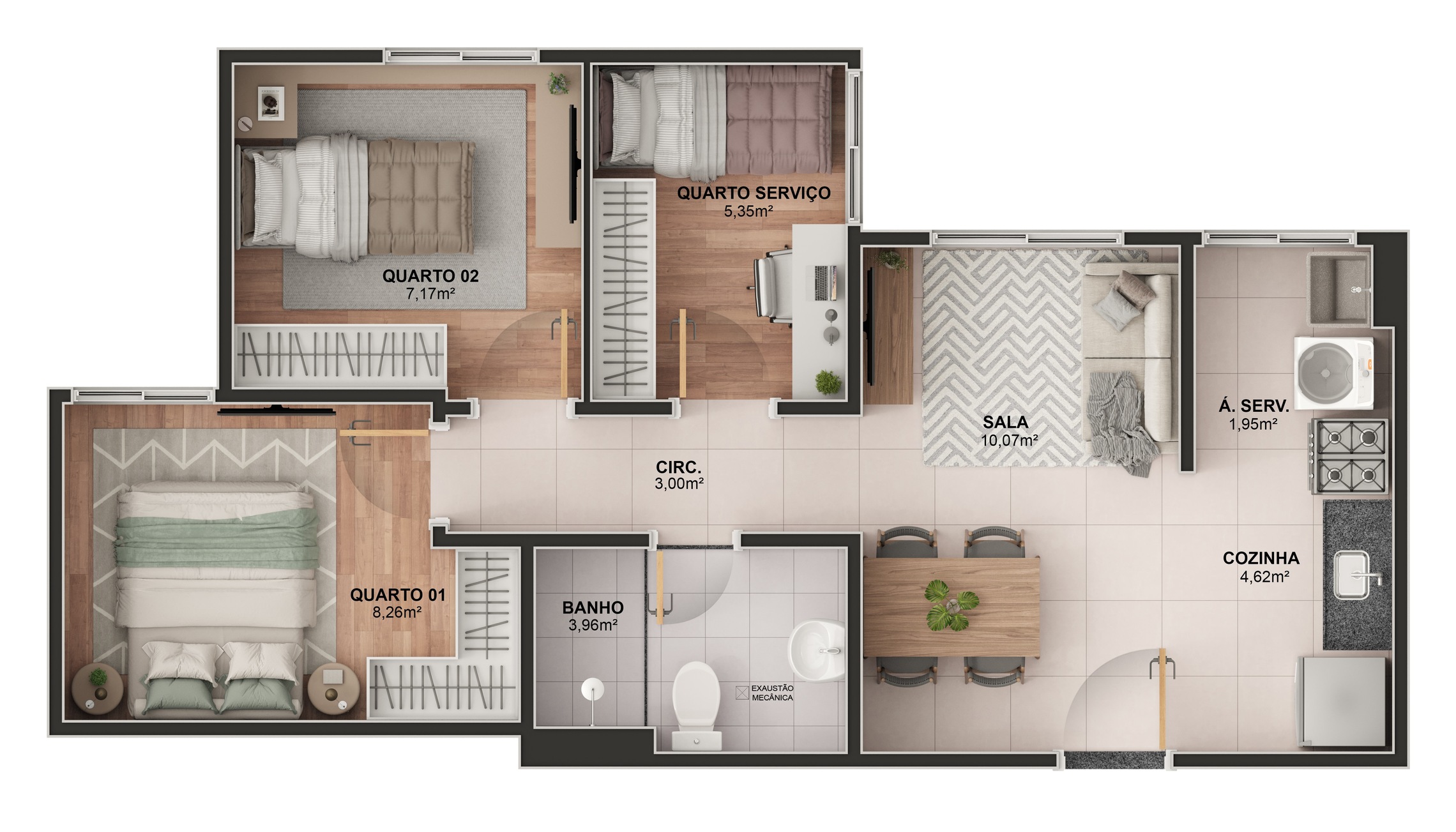 Planta 06 - 3 dorm 51,03m²