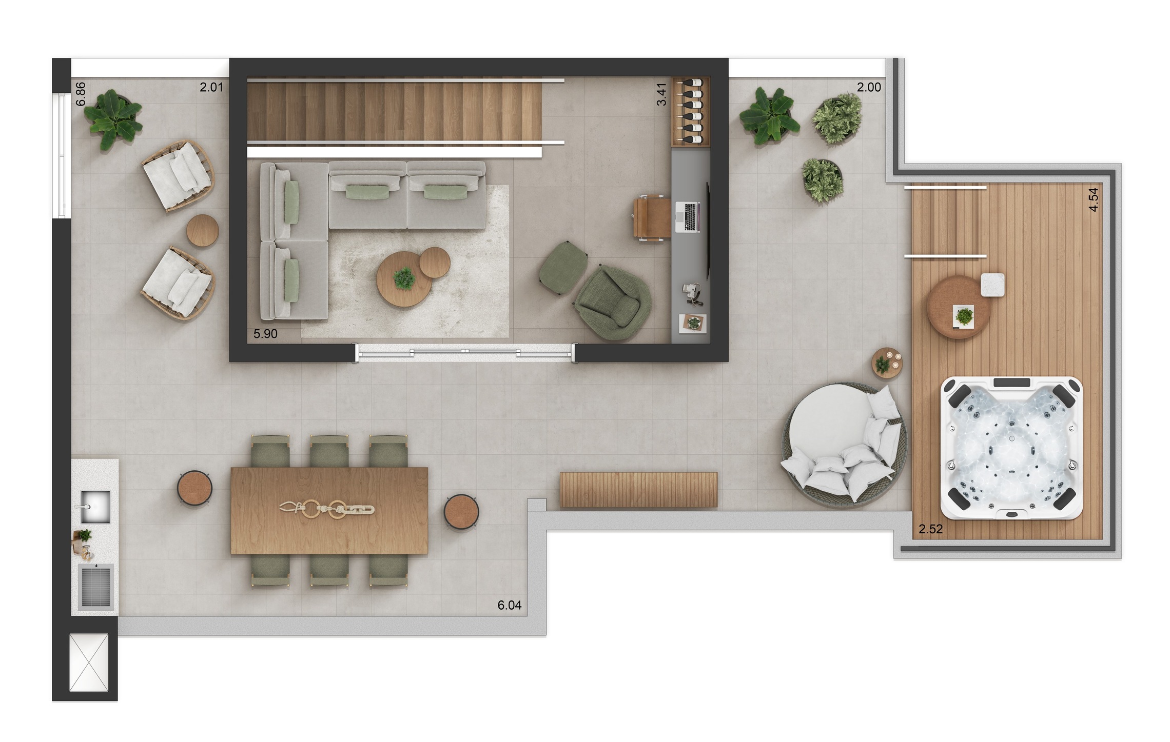 Planta 08 - 3 dorm 167m² - cobertura duplex - superior