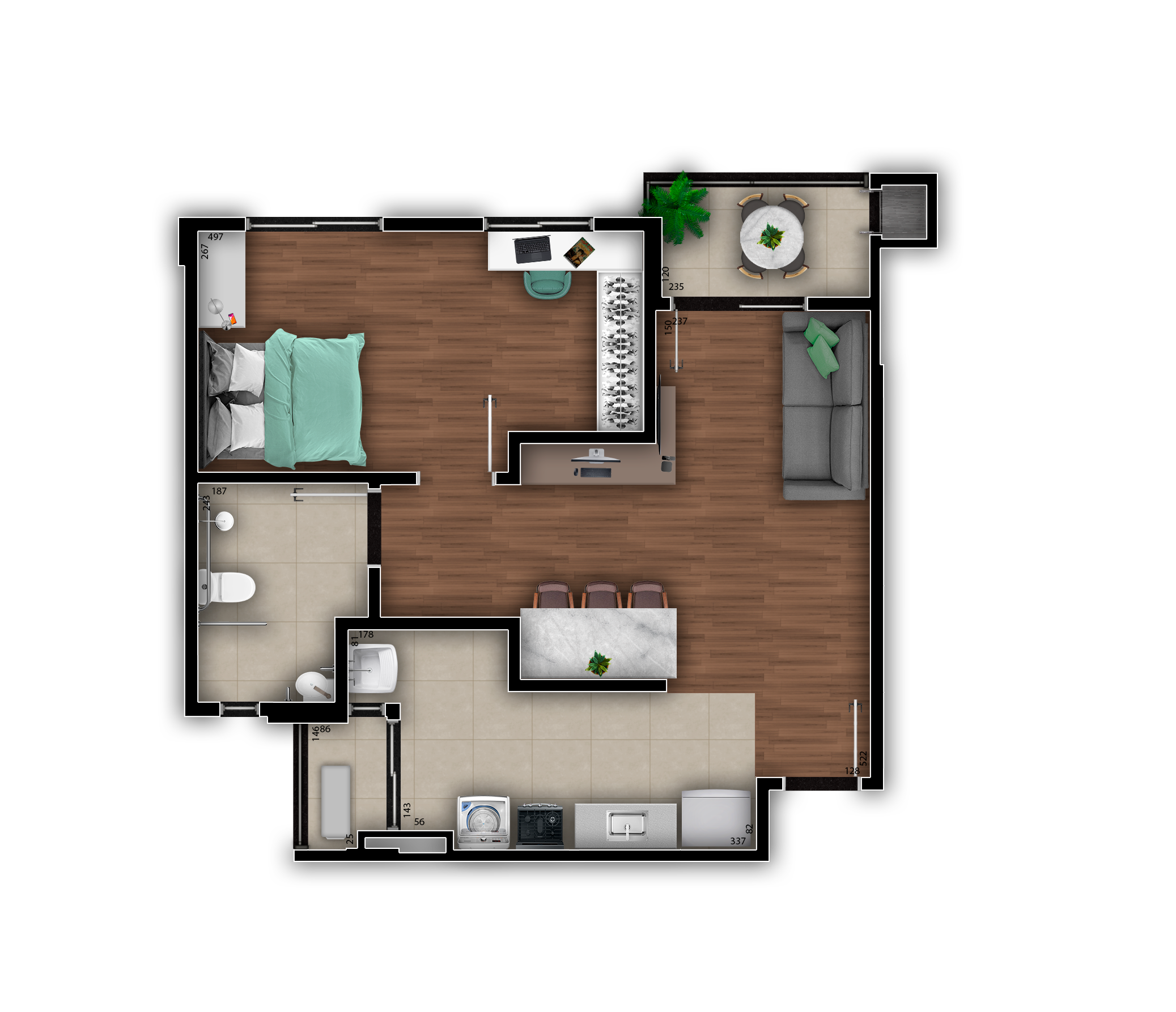 Planta 04 - 1 dorm 55m² - opção
