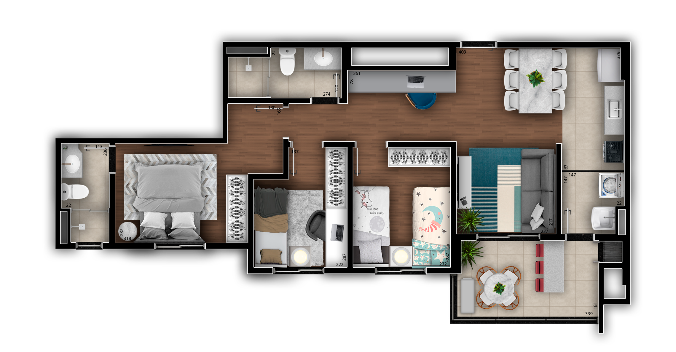 Planta 11 - 3 dorm 68m²