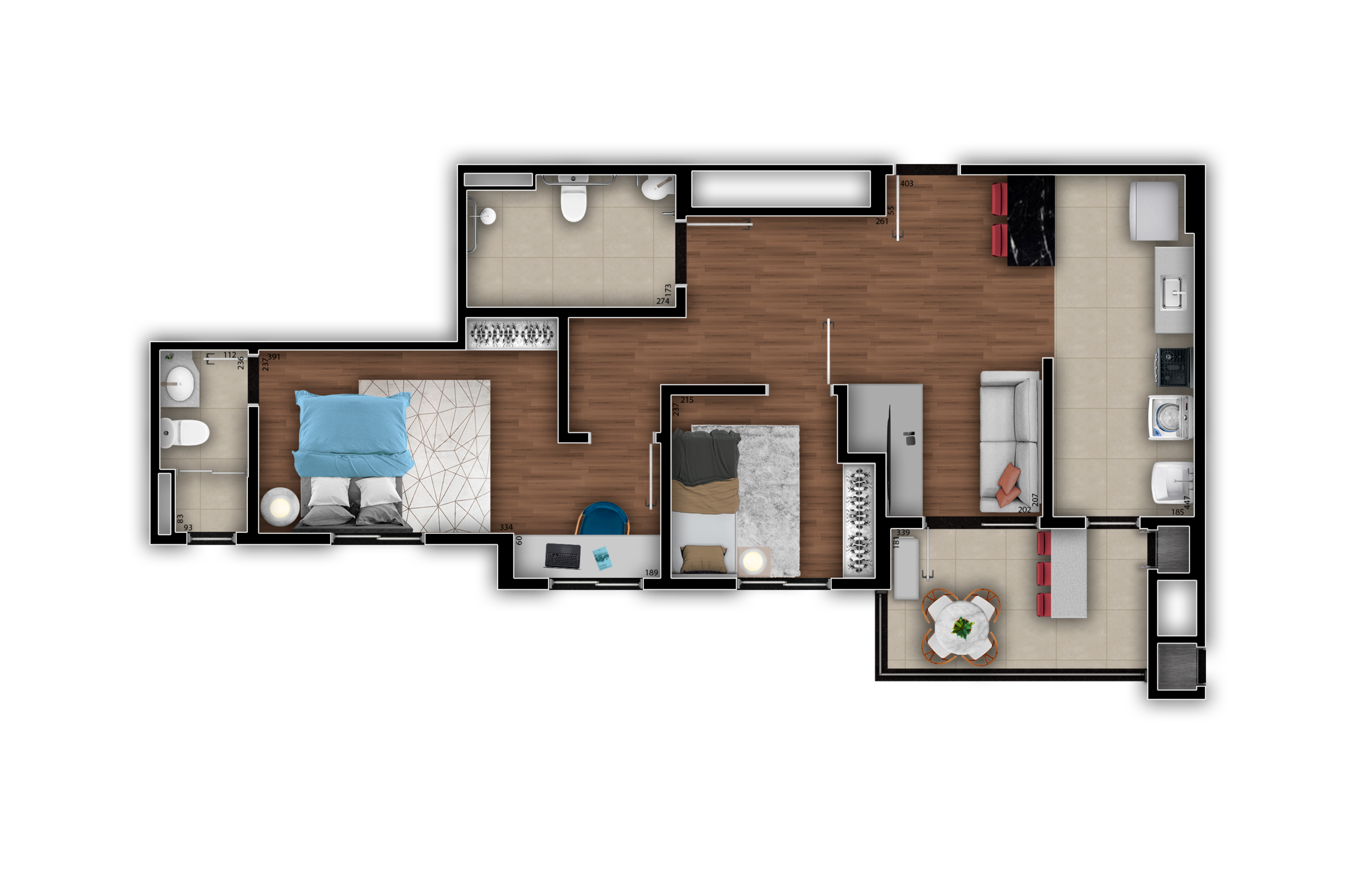Planta 12 - 2 dorm 68m² - opção