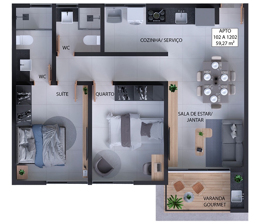 Apartamento, 2 quartos, 59 m² - Foto 12