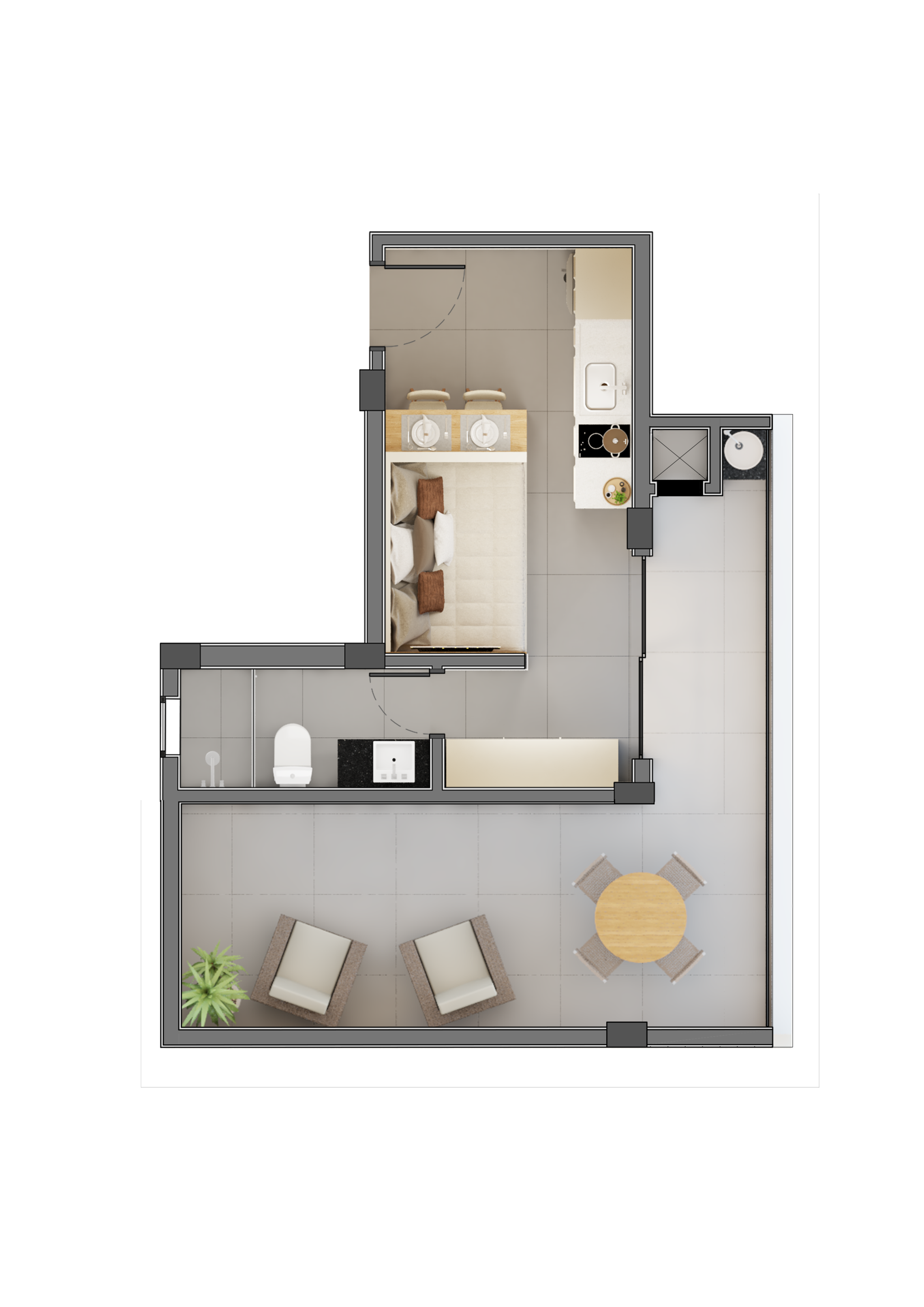 Planta 02 - 1 dorm 19,31m² - studio