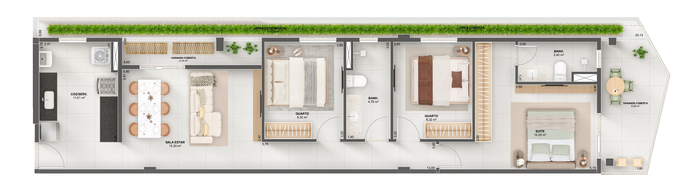 Planta 10 - 3 dorm 106,33m²