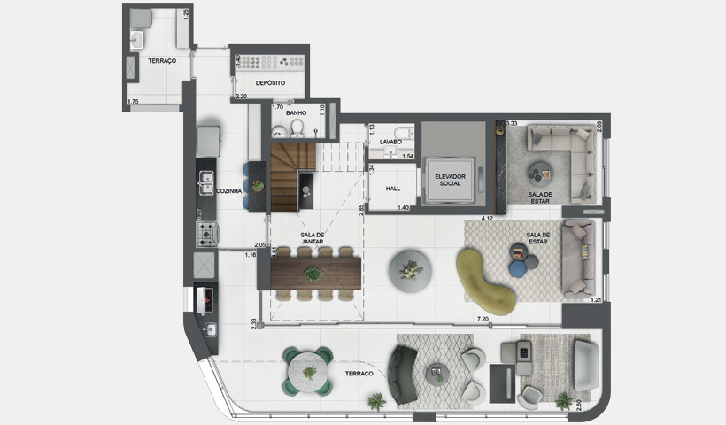 Planta 09 - 3 dorm 213m² - duplex inferior