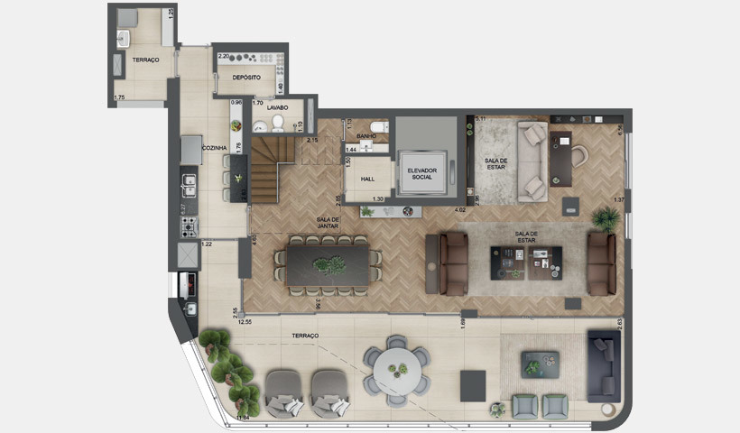 Planta 11 - 4 dorm 270m² - duplex inferior