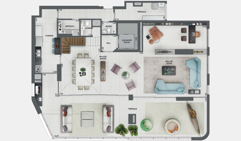 Planta 15 - 4 dorm 366m² - duplex inferior