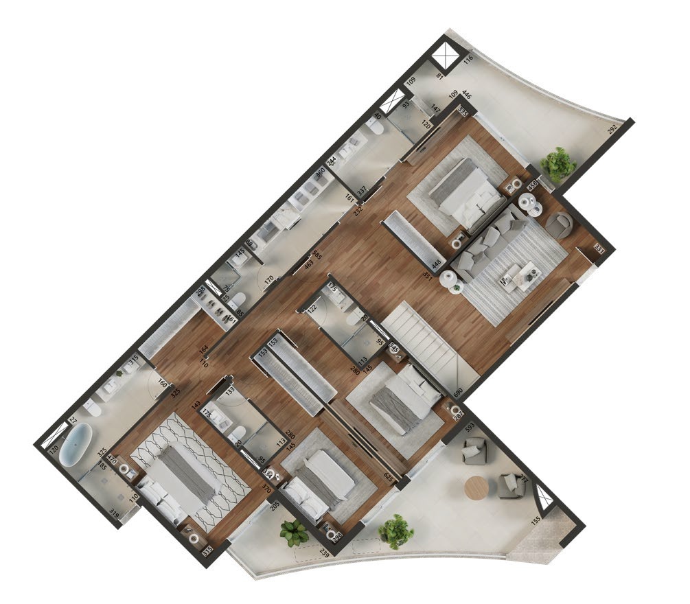 Planta 05 - 4 dorm 278m² - cobertura duplex - inferior