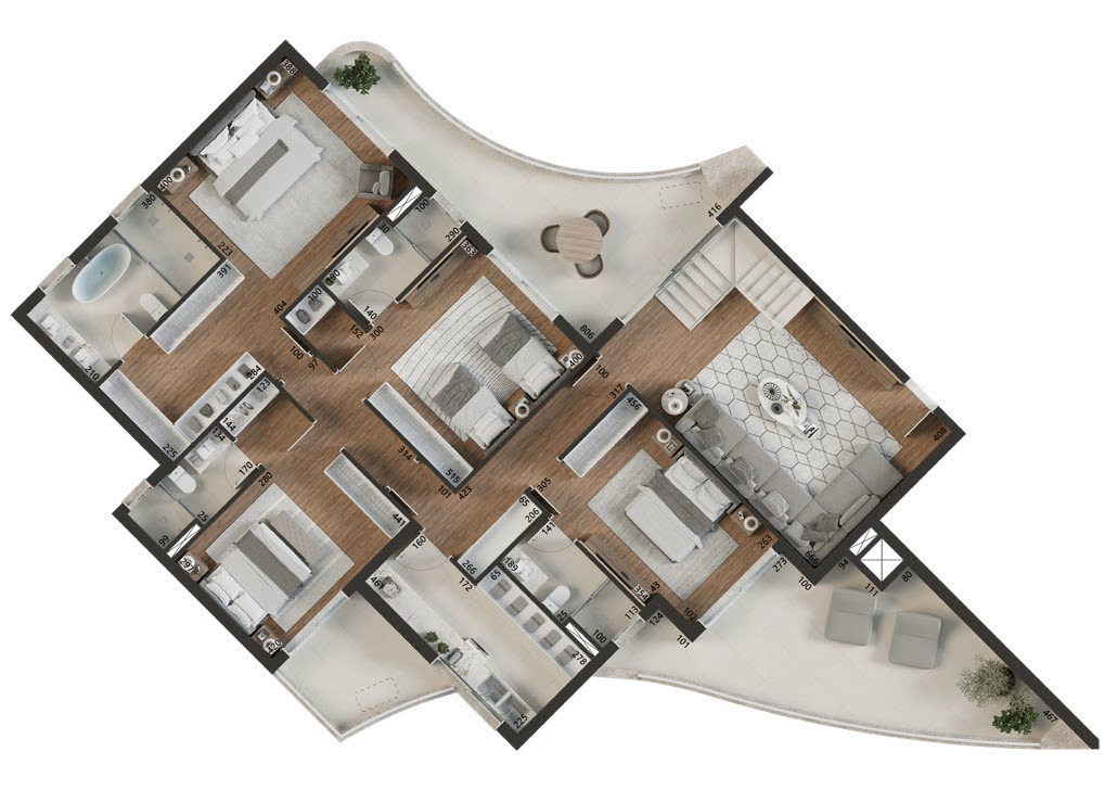 Planta 07 - 4 dorm 293m² - cobertura duplex - inferior