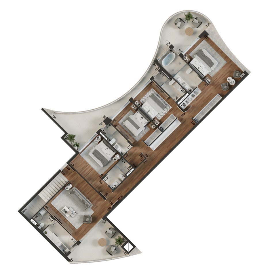 Planta 09 - 4 dorm 317m² - cobertura duplex - inferior