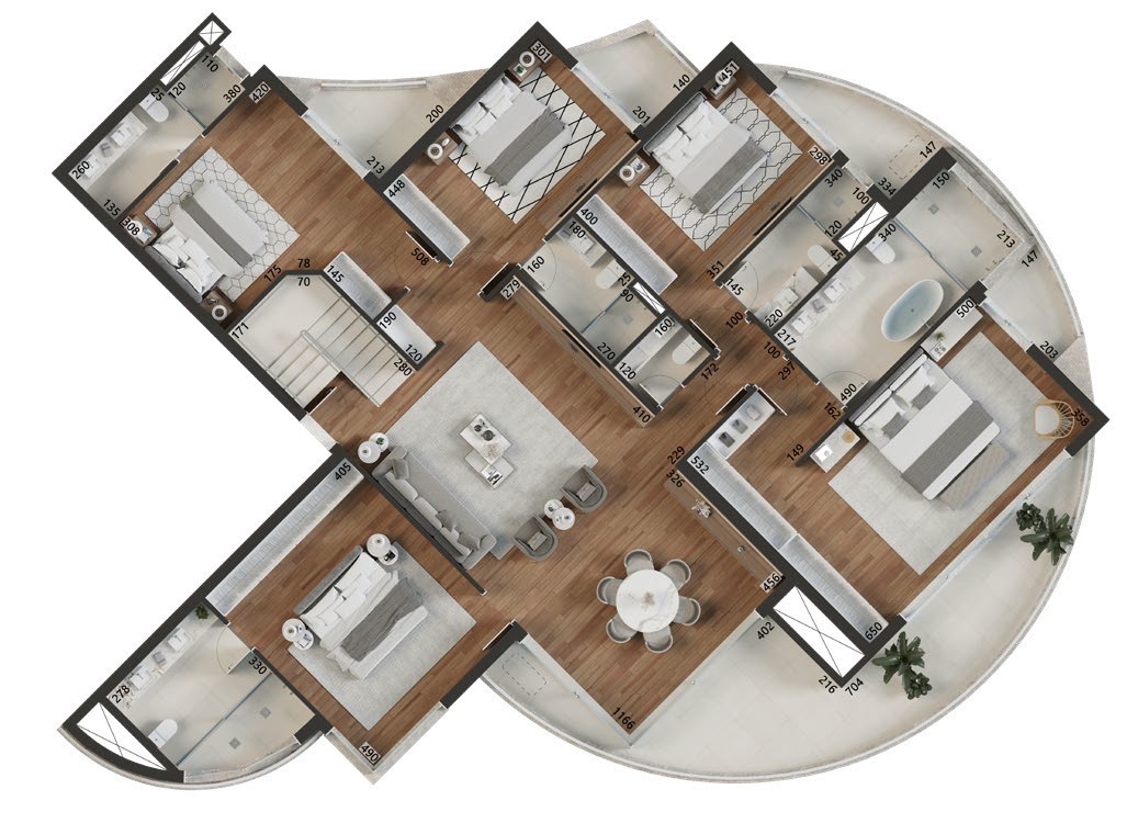 Planta 11 - 5 dorm 364m² - cobertura duplex - inferior