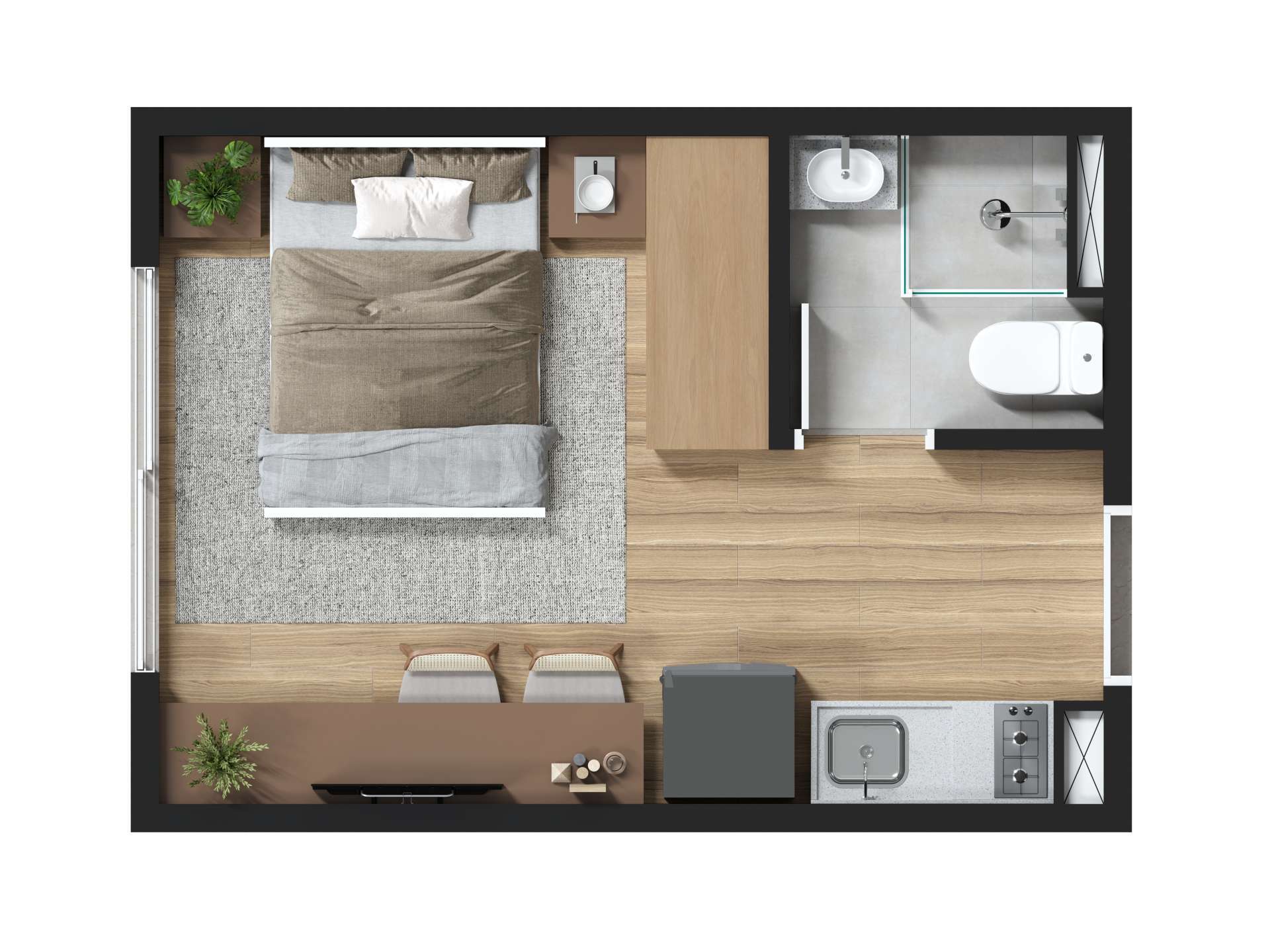 Planta 01 - 1 dorm 17m² - studio