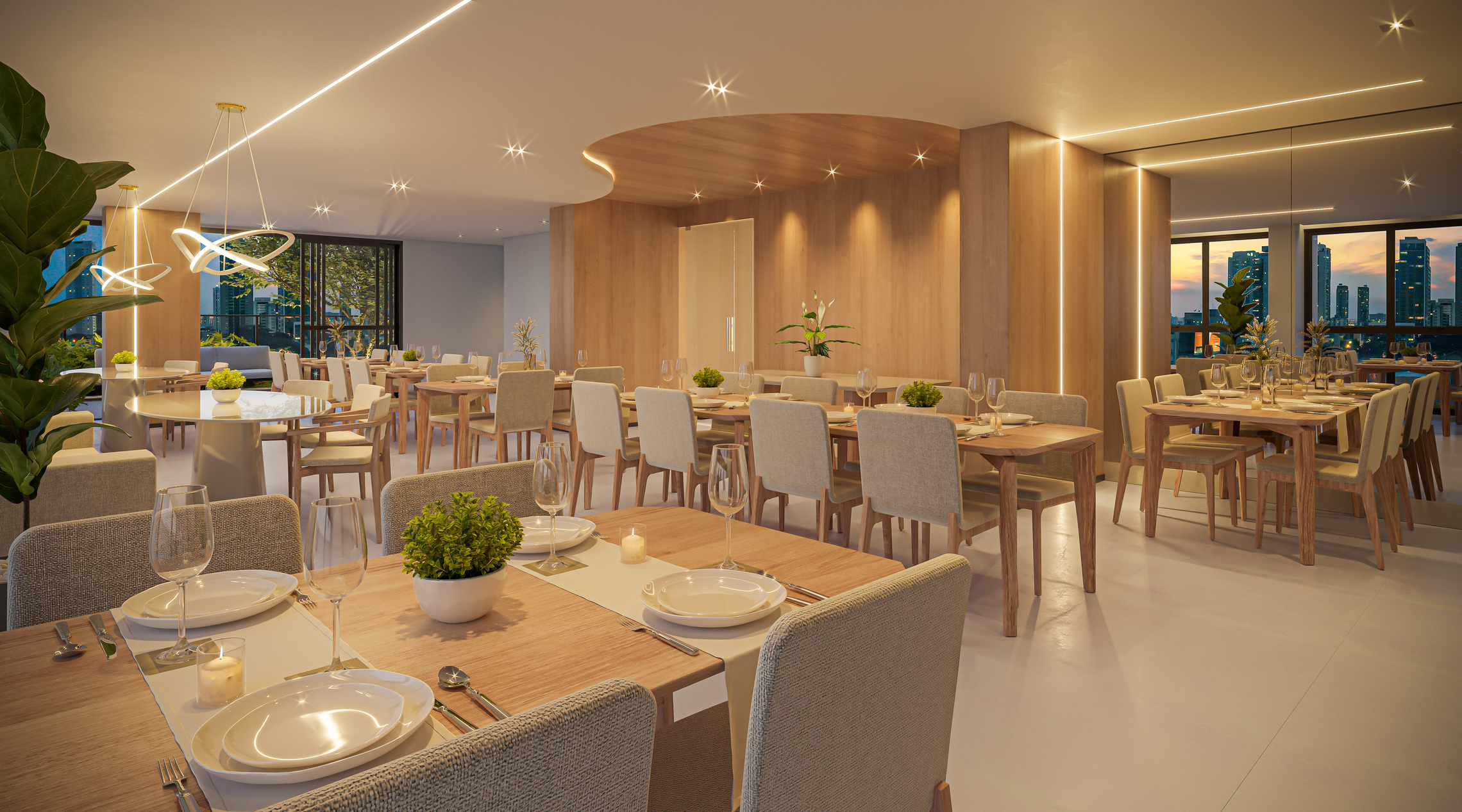 Perspectiva salão de festas Wide Maristta