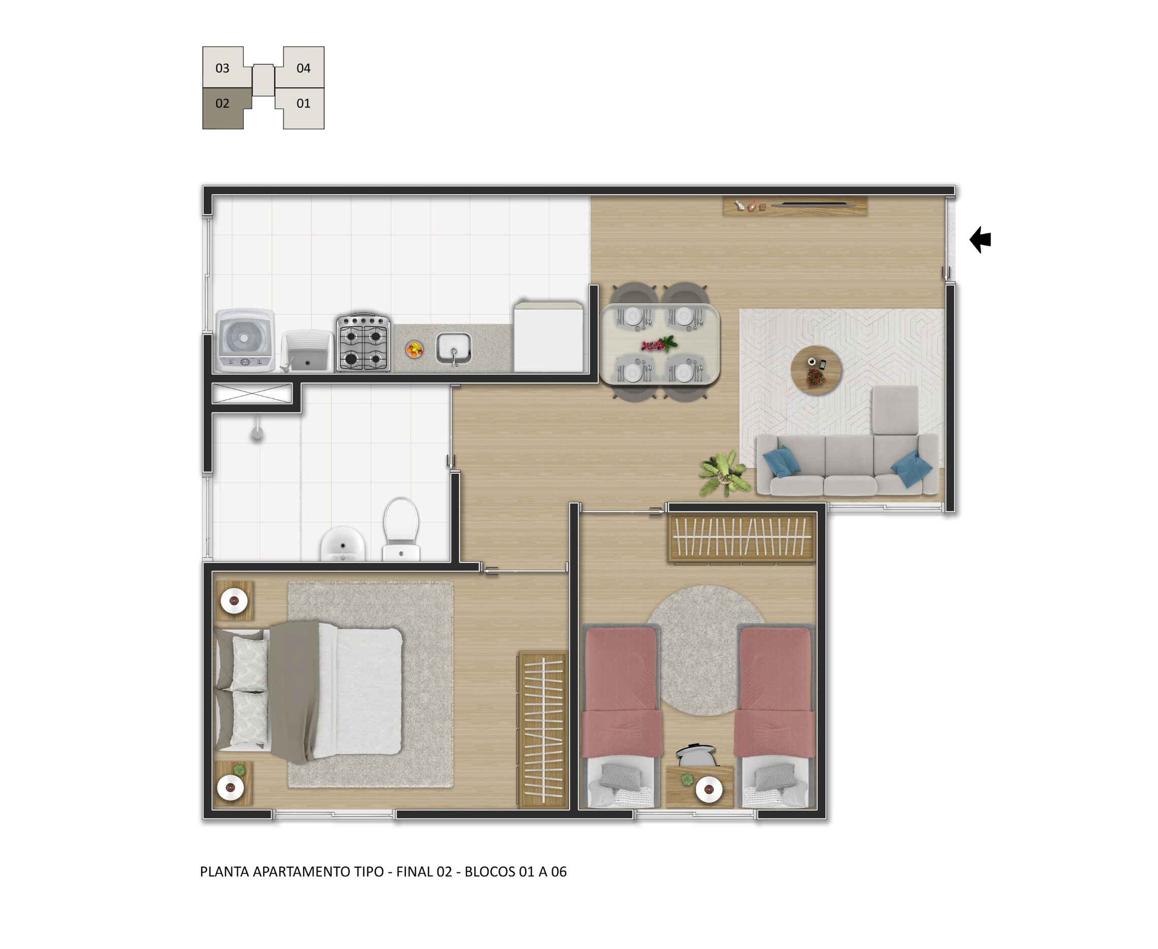 Planta 06 - 2 dorm 44,23m²