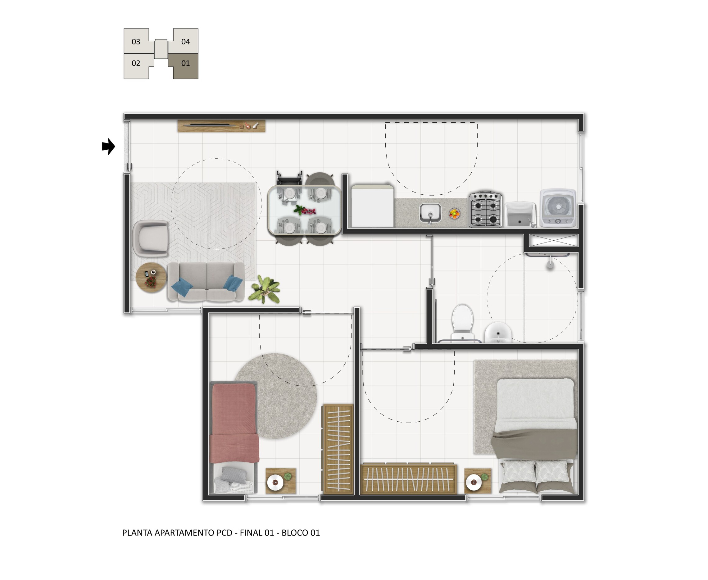 Planta 09 - 2 dorm 44,23m² - opção
