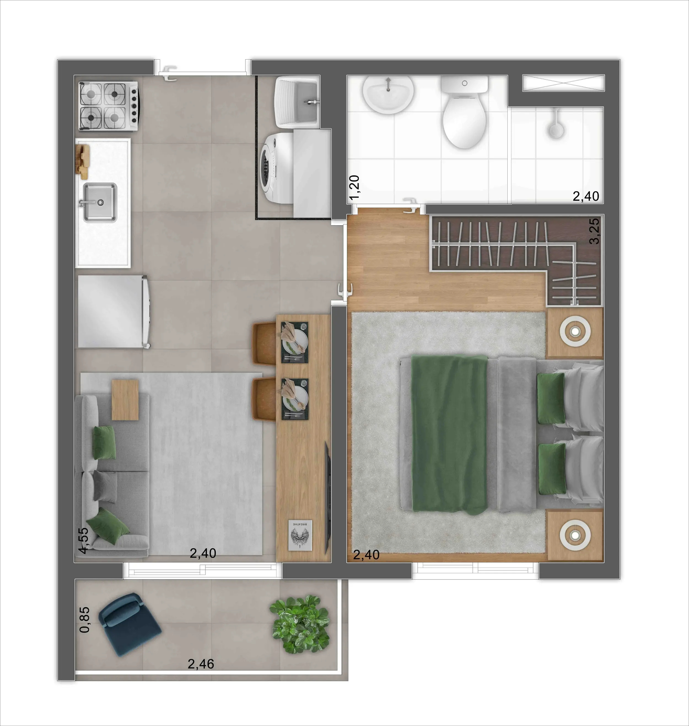 Planta 01 - 1 dorm 27,25m²