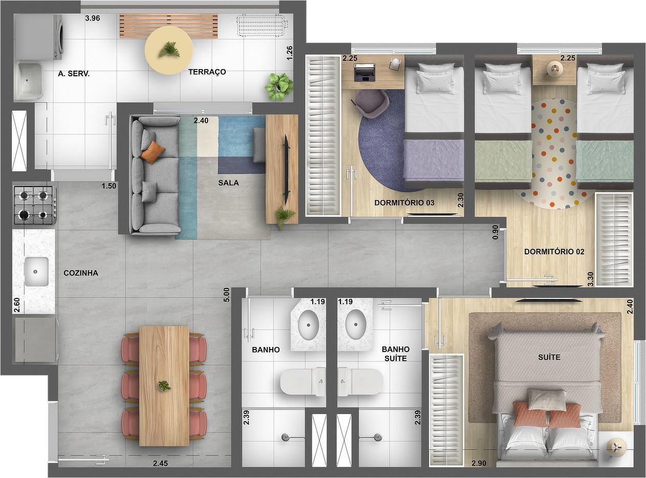 Apartamento, 3 quartos, 56 m² - Foto 20