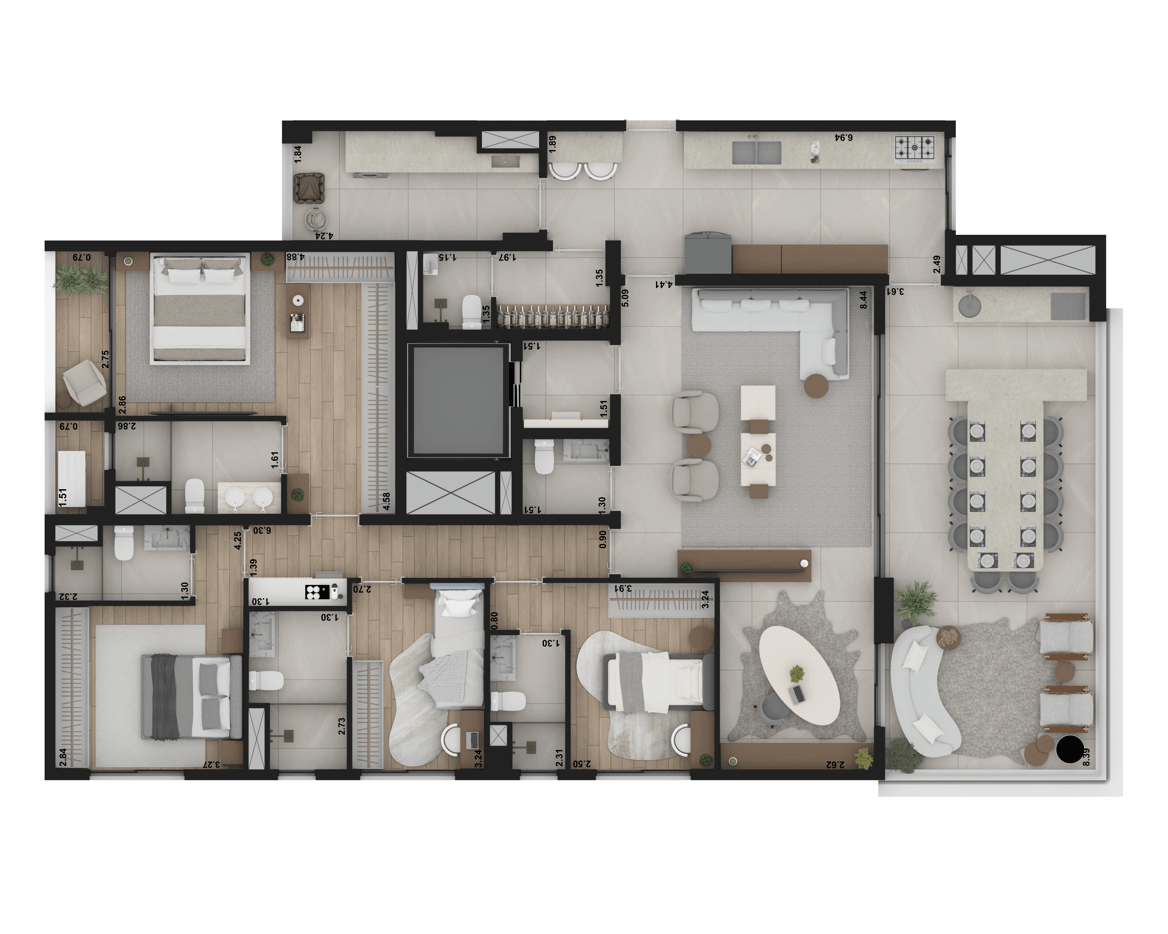 Planta 05 - 4 dorm 192m²