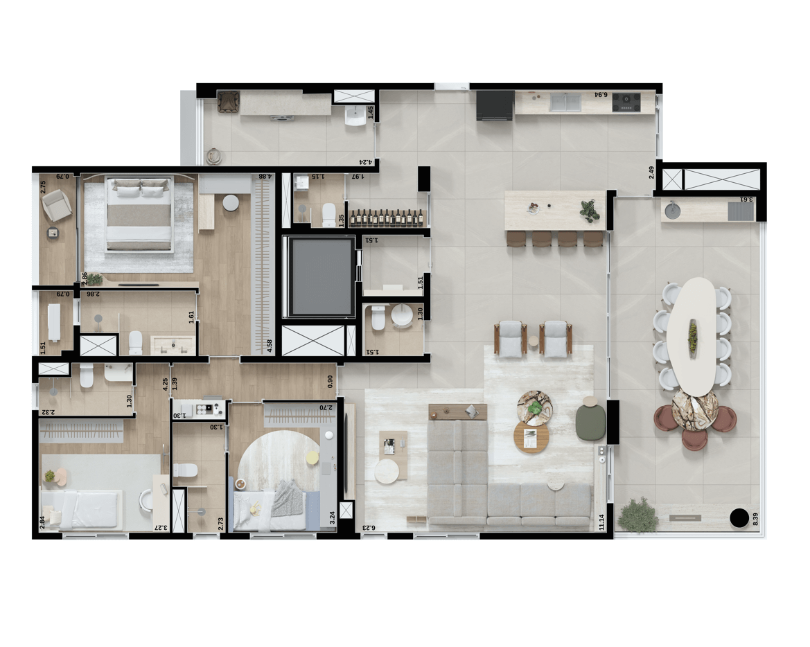 Planta 06 - 3 dorm 192m² - opção