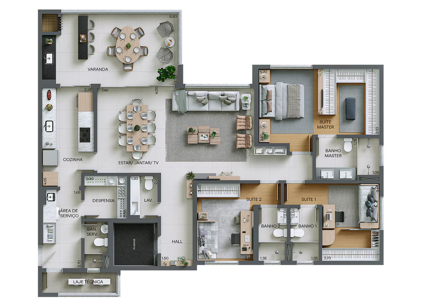 Planta 04 - 3 dorm 171m² - opção