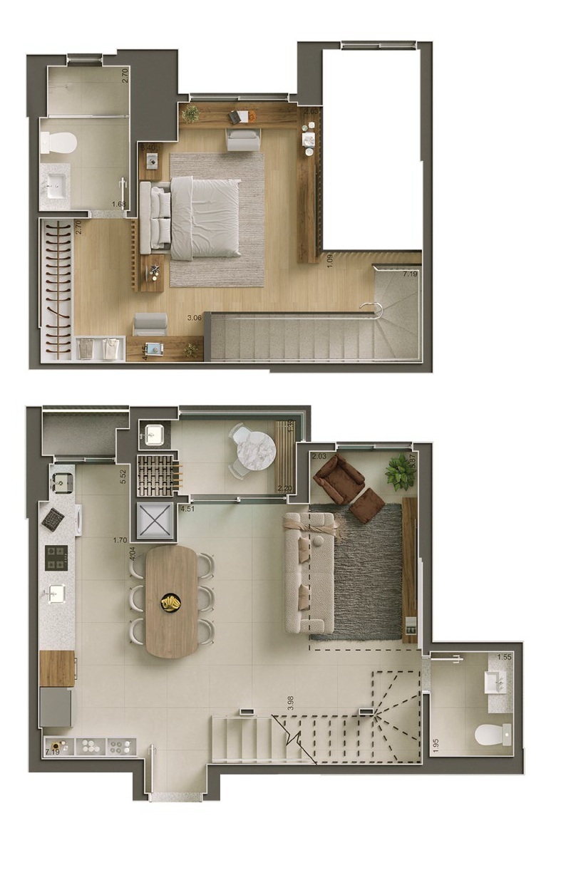 Planta 04 - 1 dorm 97m² - loft